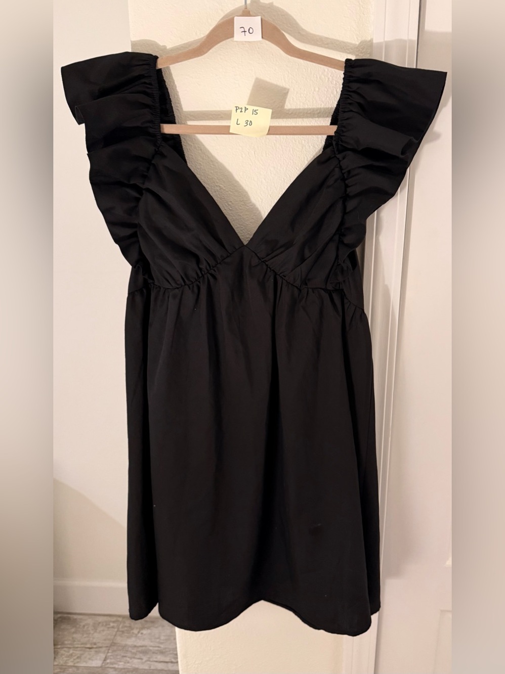 Black Ruffle V-Neck Mini Dress